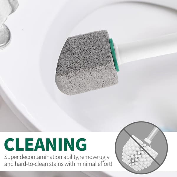 Pumice Toilet Cleaner with Long Handle, 1 Handle + 10 Stones, for Stains & Rust