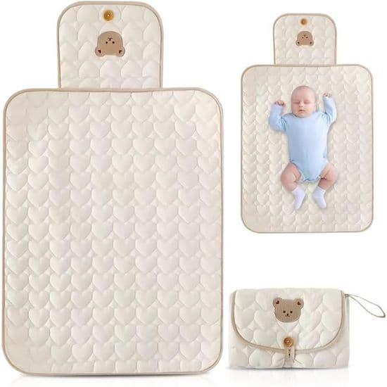 Bærbar puslemåtte: 70 x 50 cm rejsepuslemåtte, Baby'ness puslemåtte, bærbar pusleunderlag