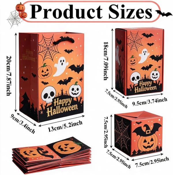 Halloween Överrasknings-Explosionspresentkit: Pop-Up Box + Presentpåse + Presentlåda 16PCS 16PCS