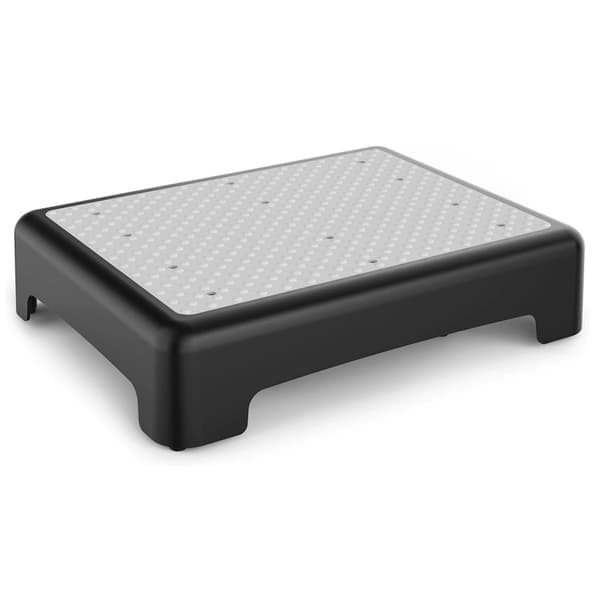 Low Step Stool for Seniors - Stable Half Step Large Platform for Adults, Non-Slip - Lightweight - Bathtub Black Background+Dotted White Cushion 43*33*9cm