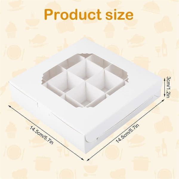 16 Compartment Dessert Box with Window Western Pastry Box Compartment Baking Box for Chocolate Dessert Plate 20pcs