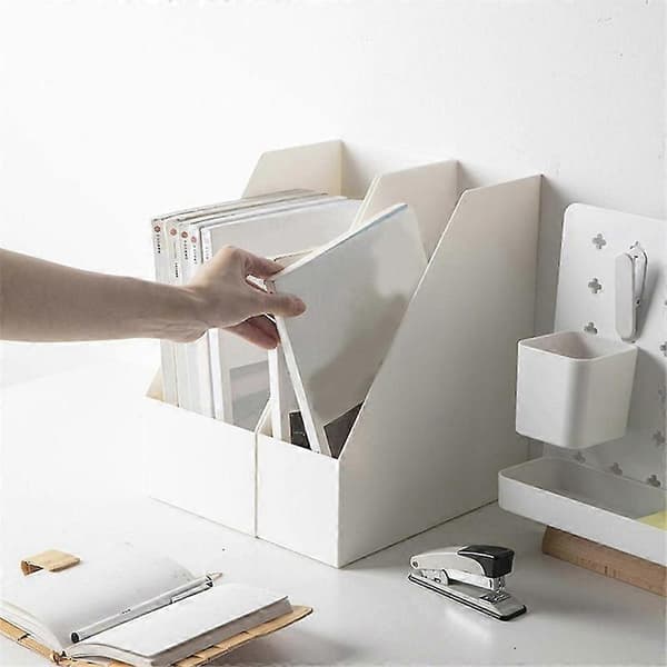 Desktop Book Organizer Rack Home Office Storage Box Book Stationery Storage Rack Vertical Stackable Fr