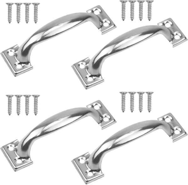72mm Kitchen Handle, Kitchen Door Handle Cabinet 4 Pcs Furniture Handle Pulls with Screws for Kitchen Bedroom Cabinet Drawer (Silver)