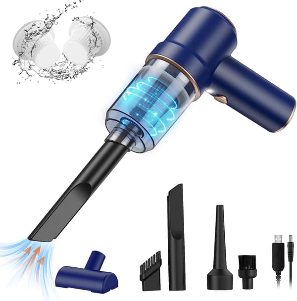 Handheld Cordless Vacuum Cleaner, USB Rechargeable Mini Car Vacuum Cleaner with 2-in-1 Blower Function-FX-