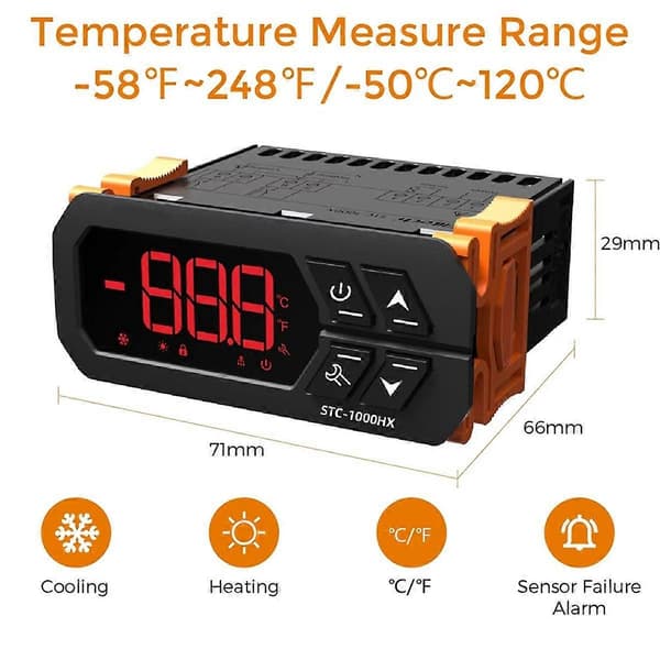 Temperaturregulator STC-1000HX Akvarium Krybdyr Bur Inkubator Computer Temperaturregulator Switch 220V