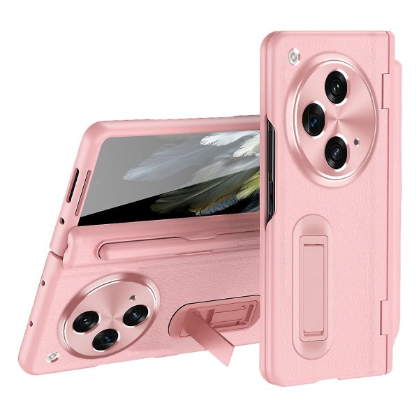 För Oneplus Open/oppo Find N3 5g Case Läder+PC cover med stylus/härdat glasfilm Style D OnePlus Open Pink
