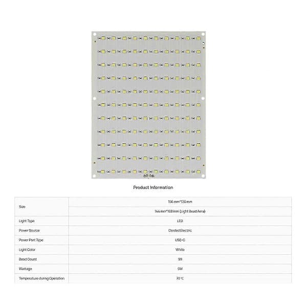 10 pcs for Bamboo CMYK LED Backlight Board CMYK Lithophane LED Backlight Board 5V1A USB-C Power Supply 10x11 110bit