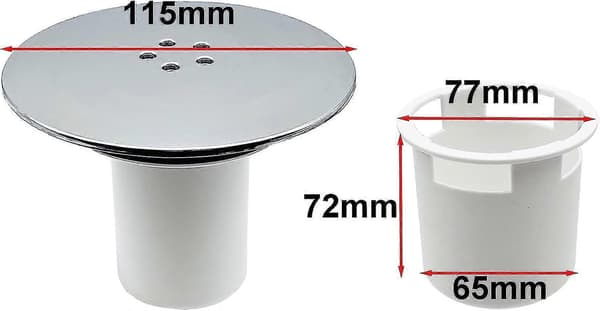 Dusjsluk, 90mm/115mm Dusjsluk, Erstatning for Dusjslukrist, Universell Dusjslukrist, Forkrommet Dusjslukrist, Rask Flyt