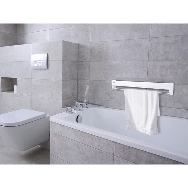 Väggmonterad vikbar klädtork, 5 stänger à 60 cm, 3 m torkyta, inomhus/utomhus