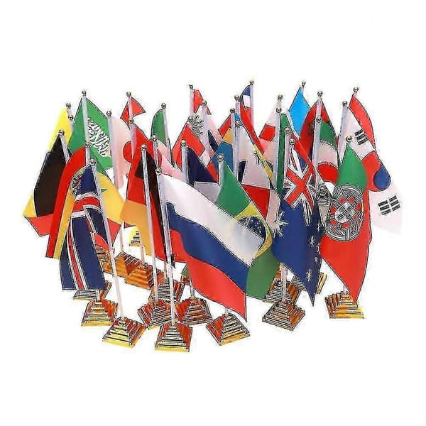 10 Pcs International Table Flags - Durable Polyester Country Flags with Stand for Home and Office Decor 2025
