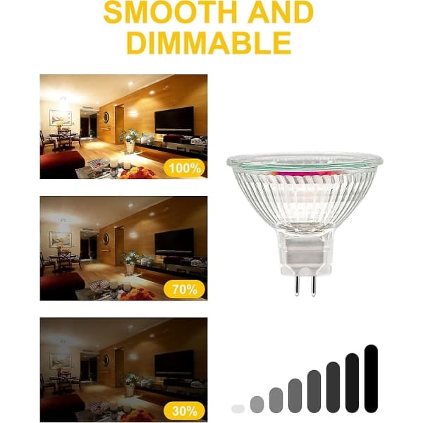 MR16 Spotlight Bulb, 12V 20W Light Bulb, GU5.3 Dimmable MR16 Light Bulb, 2-Pin Halogen Bulb Warm White 2700k 6-Pack