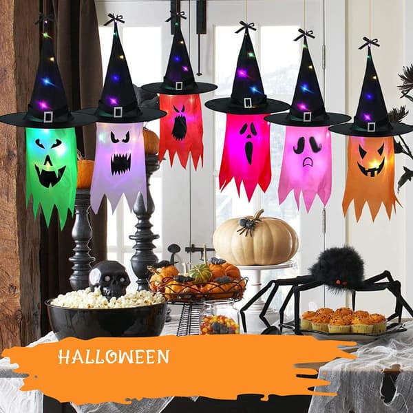 Halloween-dekorasjon utendørs, lysende spøkelse, hage- og tredekorasjon, festtilbehør