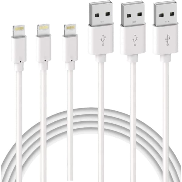 3-pack 2 m iPhone laddningskabel, USB till Lightning-kabel, iPhone-kabel kompatibel med iPhone vit