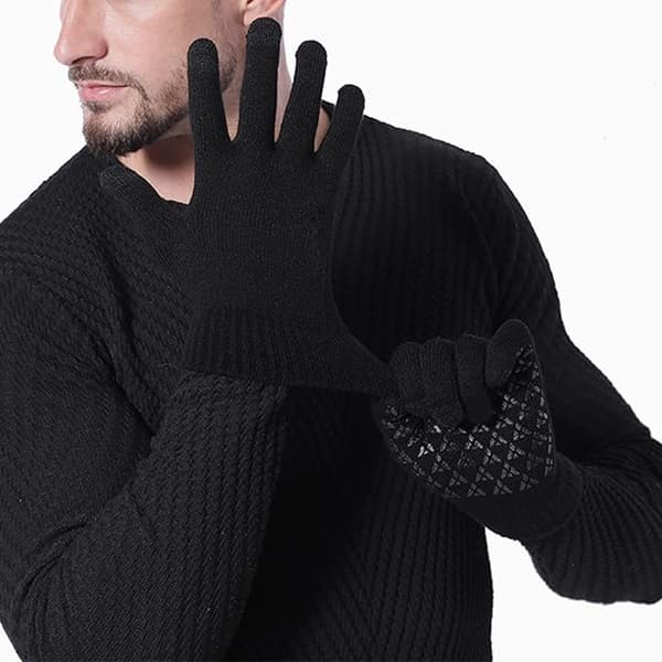 3 par sorte vinterhandsker til kvinder og mænd, varme forede handsker til touchskærm, skridsikre strikhandsker til kørsel