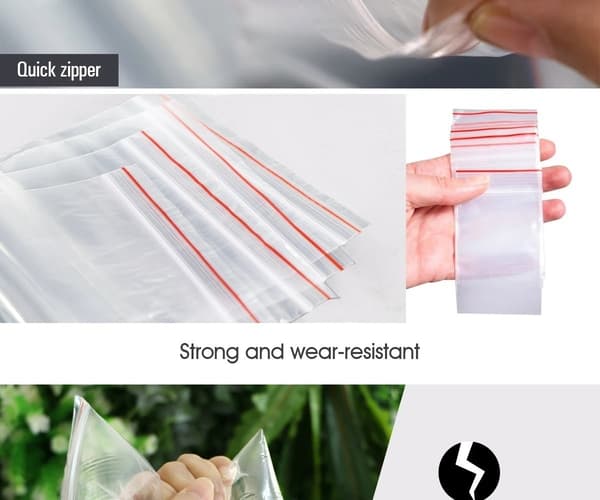 100-Pack Ziplock Zipper Bags - Transparent