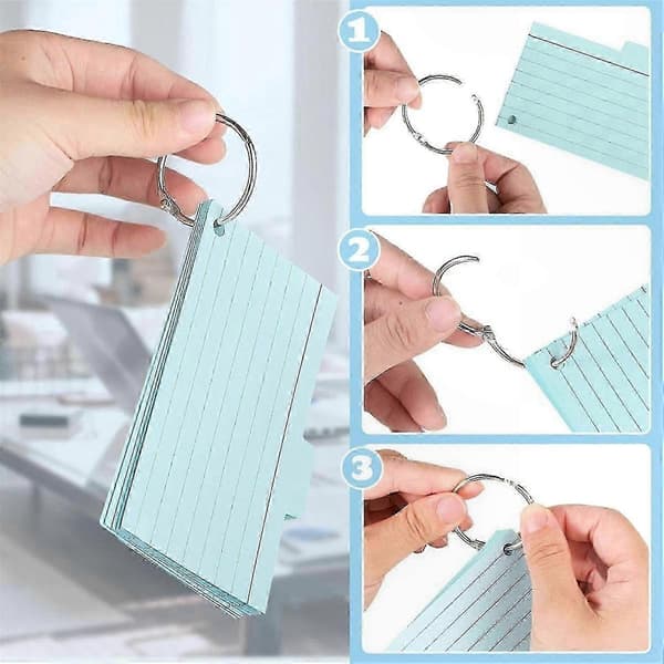 6-Ring Index Card Storage Box with Stickers for School Organization