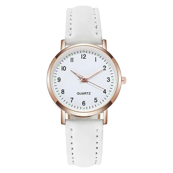 Dam Quartz Analog Armbandsur Vit, Mode Läderrem Damklocka Klassisk Casual Stil-FX- Vit White