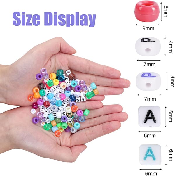 2350 stk. Pony Beads 64 farver, regnbue-hobbyperler med elastiske snore, bogstavperlesæt til børn