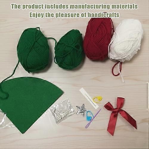 Hæklet juletræs-sløjfe-sæt, DIY-hæklekit til begyndere, 20 x 10 x 5 cm