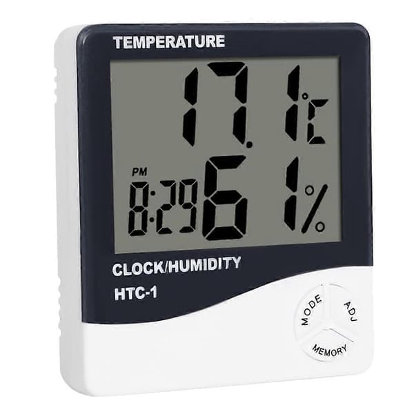 2 stk. husholdningstermometer indendørs elektronisk termometer rumhygrometer elektronisk vækkeur (uden batteri)