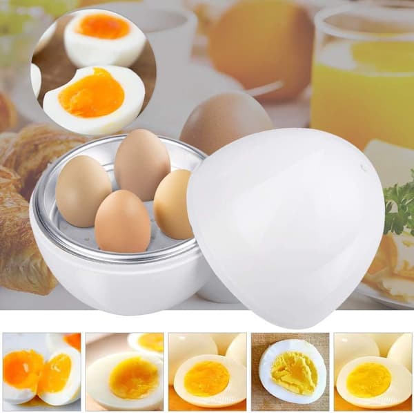Microwave Egg Cooker with Water Tank, Microwave Steamer with Poaching Function, Can Cook Up to 4 Eggs, White