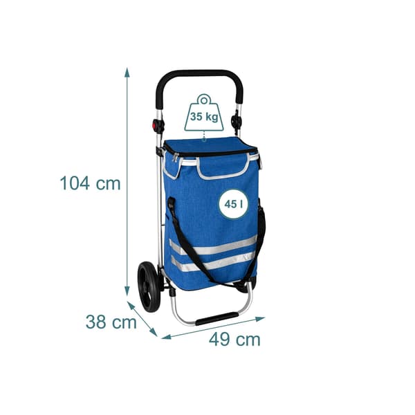 Sammenklappelig indkøbsvogn, 45 l, køletaske, 35 kg kapacitet