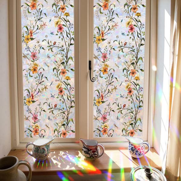 Decorative window film, floral pattern, 40 x 110 cm