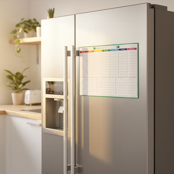 Magnetisk A3-ukekalender med 7 tusjer, avtørkbar