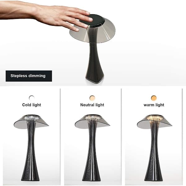 Genopladelig LED-bordlampe Berøringsfølsom Dæmpbar Titanium USB 3W Med Batteri