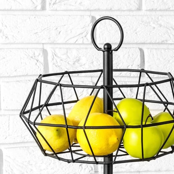 Svart tvåvånings fruktkorg i LOFT-stil