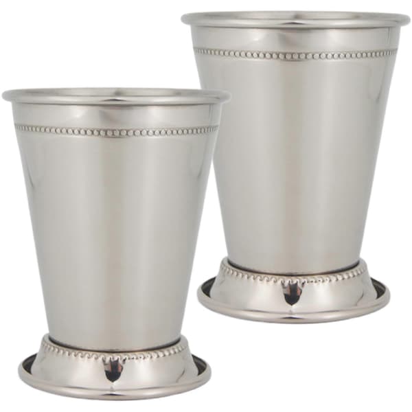 Mint Julep-krus, sæt med 2, 350 ml, elegante Derby-krus i rustfrit stål til Kentucky Derby-fest