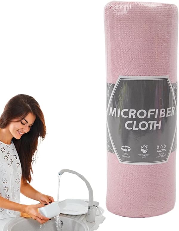 Reusable Microfiber Cloth for Kitchen, Absorbent Rag Roll for Kitchen and Bathroom, Versatile Dishcloth for Household