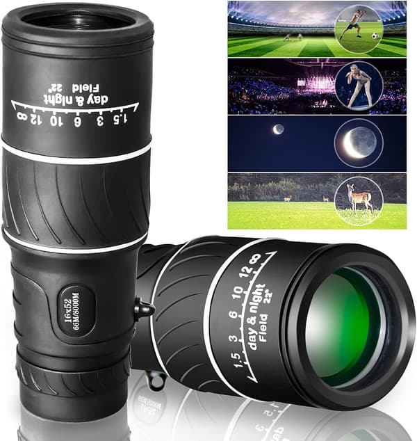 16x52 HD monokulær kikkert zoom 40 mm linse