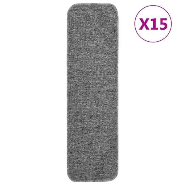 vidaXL Stair Mats 15 pcs 75x20 cm Grey Rectangular grå gray