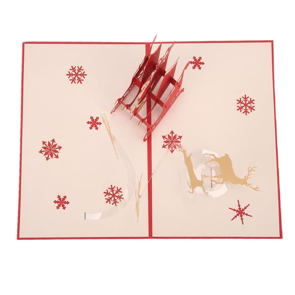 Greeting Card Three-dimensional Reindeer Cart Shape Christmas Decorative Paper with Envelope