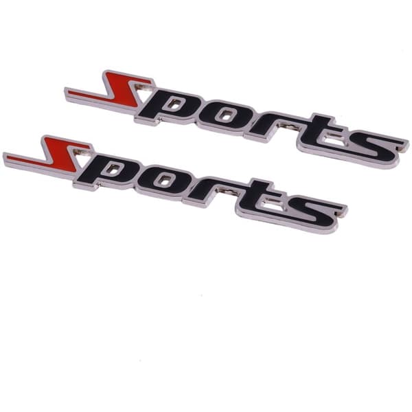 2 stk Sort Rød Metal Sport Bogstaver Bil Emblem Dekor