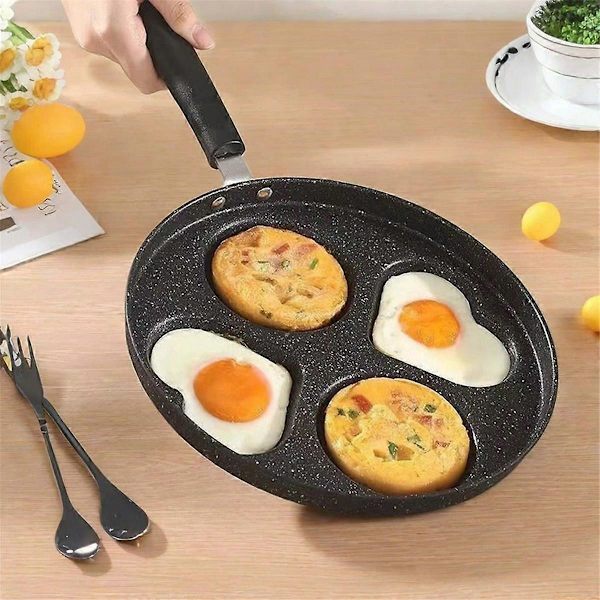 4-Håls Frukostpanna Mini Omelettpanna Hushåll Köksredskap Non-Stick Liten Stekpanna Ägg Dumpl