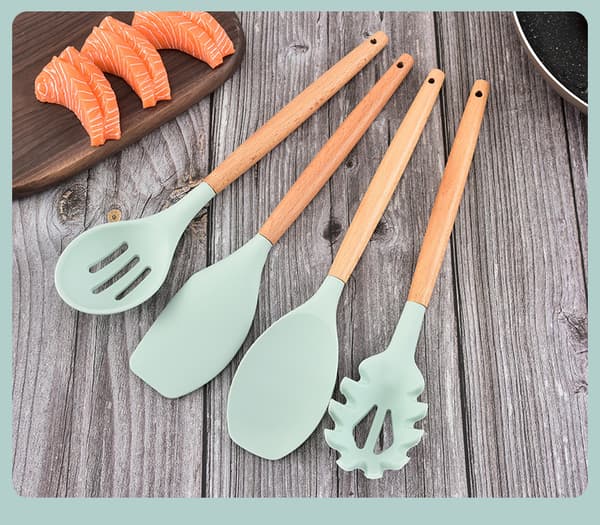Silikone køkkenredskabssæt 12-dele non-stick