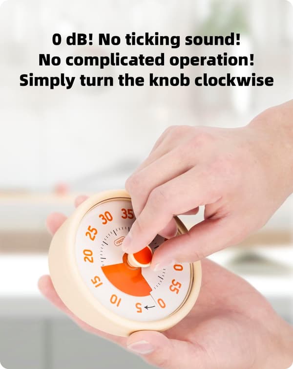 Timer-Time Timer - Visuell timer for barn - 60 minutters nedtellingstimer for klasserom-kontor kjøkken - Pomodoro timer - Kjøkkentimer - Stille tid...