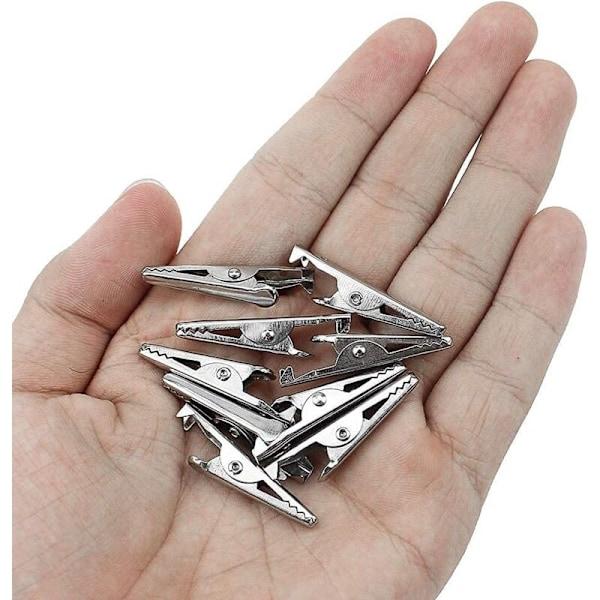 60 stycken pluggar för silvermetallprover 35 mm Elektriska krokodilklämmor i form av en krokodilmun specialiserade på elektricitet te