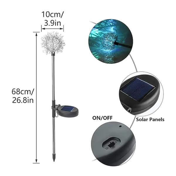 Solar LED Garden Lamp with Dandelion on Spike 325