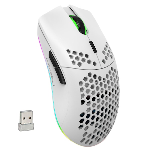SSRGV Lightweight Wireless Gaming Mouse, Rechargeable Computer Mouse with Honeycomb Shell, LED Light, 4 Adjustable DPI, 2.4GHz