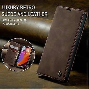 CASEME 013-serien iPhone 16 Pro Max etui kortholder stativ læder kaffe Style B