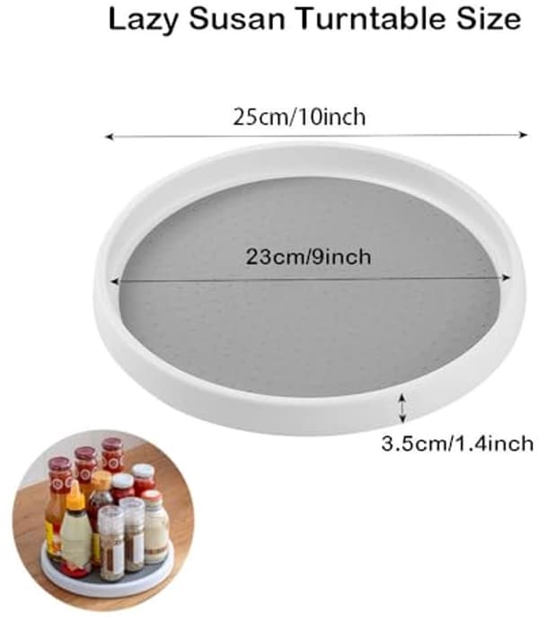 Halkfri Roterande Förvaringskarusell 25 cm Vit - Kök, Kylskåp, Skafferi