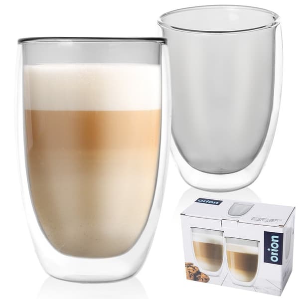 Sæt med to termoglas, 460 ml, dobbeltvæggede, til kaffe