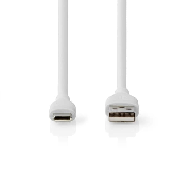 USB 2.0-kabel USB-A til USB-C 15 W 480 Mbps 1,5 m Hvit Silikon Vit