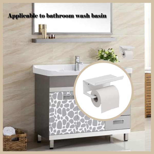 Toiletpapirholder i rustfrit stål med hylde til badeværelse og køkken