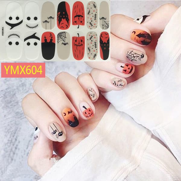 12 ark Halloween nageldekaler nagelfärg remsor självhäftande