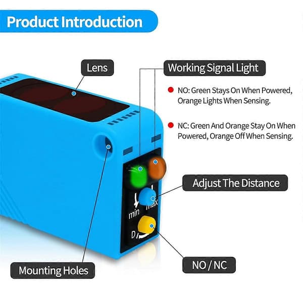 Fotoelektrisk sensorbryter AE3Z-D61 NO+NC DC10-30V 80cm reflekterende