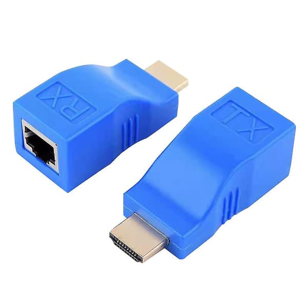 HDMI over Ethernet-kabel 3D Zero Latency sender og mottaker Balun-sett Blå Blue